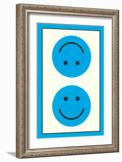 Blue Opposed Happy Faces-null-Framed Art Print