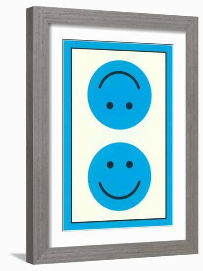 Blue Opposed Happy Faces-null-Framed Art Print