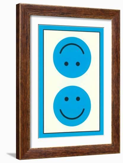 Blue Opposed Happy Faces-null-Framed Art Print