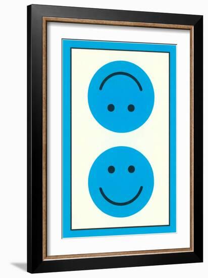 Blue Opposed Happy Faces-null-Framed Art Print