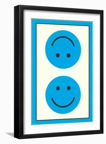 Blue Opposed Happy Faces-null-Framed Art Print