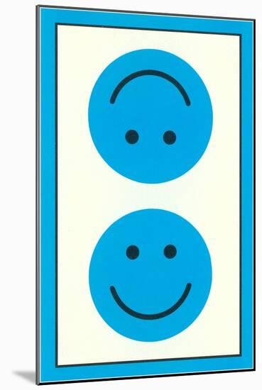 Blue Opposed Happy Faces-null-Mounted Art Print