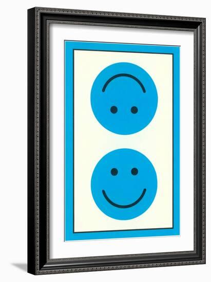 Blue Opposed Happy Faces-null-Framed Art Print