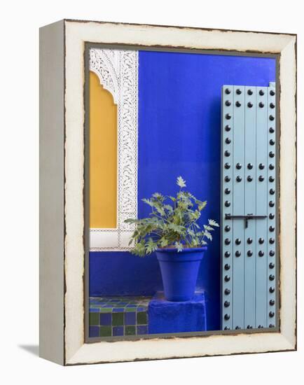 Blue Paintwork, Jardin Majorelle, Owned by Yves St. Laurent, Marrakech, Morocco-Stephen Studd-Framed Premier Image Canvas