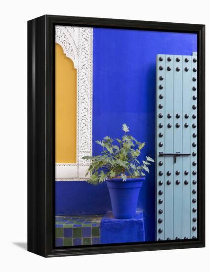 Blue Paintwork, Jardin Majorelle, Owned by Yves St. Laurent, Marrakech, Morocco-Stephen Studd-Framed Premier Image Canvas
