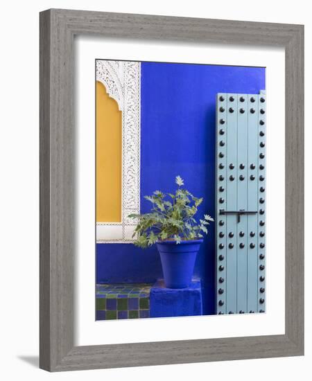 Blue Paintwork, Jardin Majorelle, Owned by Yves St. Laurent, Marrakech, Morocco-Stephen Studd-Framed Photographic Print