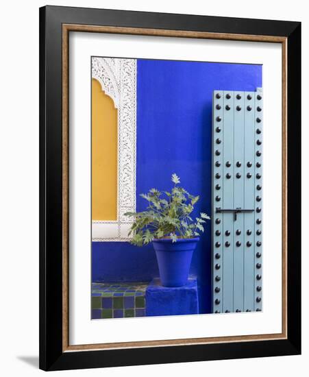 Blue Paintwork, Jardin Majorelle, Owned by Yves St. Laurent, Marrakech, Morocco-Stephen Studd-Framed Photographic Print