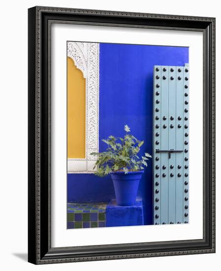 Blue Paintwork, Jardin Majorelle, Owned by Yves St. Laurent, Marrakech, Morocco-Stephen Studd-Framed Photographic Print