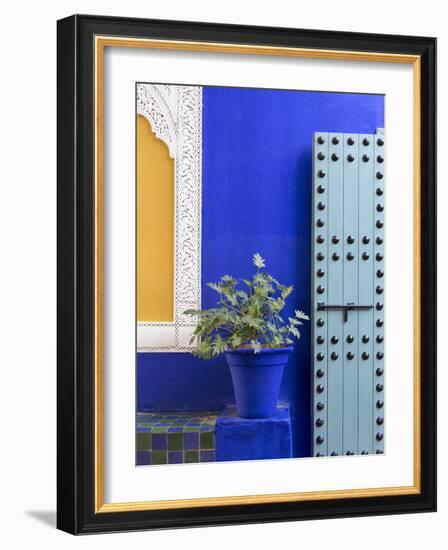 Blue Paintwork, Jardin Majorelle, Owned by Yves St. Laurent, Marrakech, Morocco-Stephen Studd-Framed Photographic Print