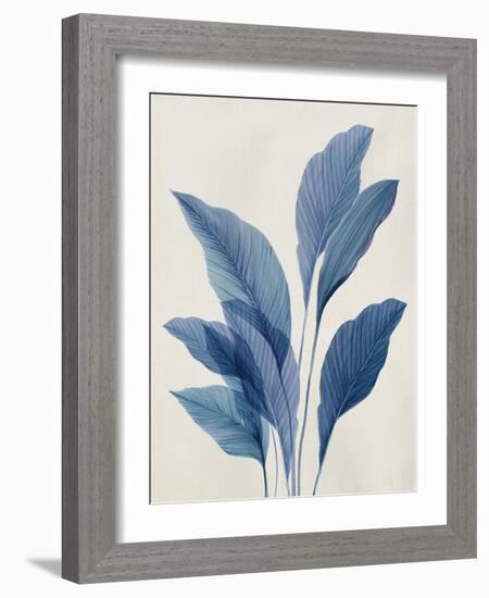 Blue Palm Leaves II-Aria K-Framed Art Print