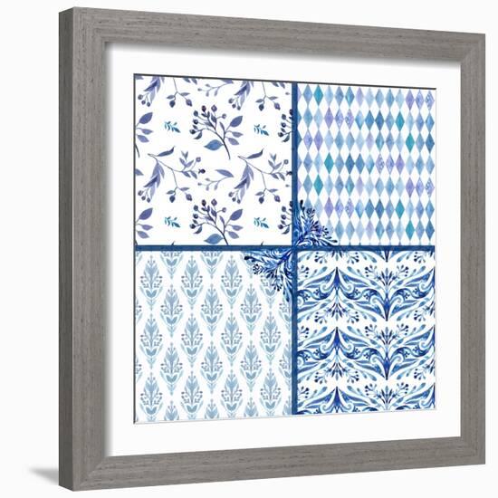 Blue Patterns-Irina Trzaskos Studio-Framed Giclee Print