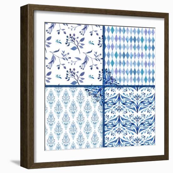 Blue Patterns-Irina Trzaskos Studio-Framed Giclee Print