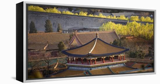 Blue Pavilion Green Trees Forbidden City, Beijing, China-William Perry-Framed Premier Image Canvas