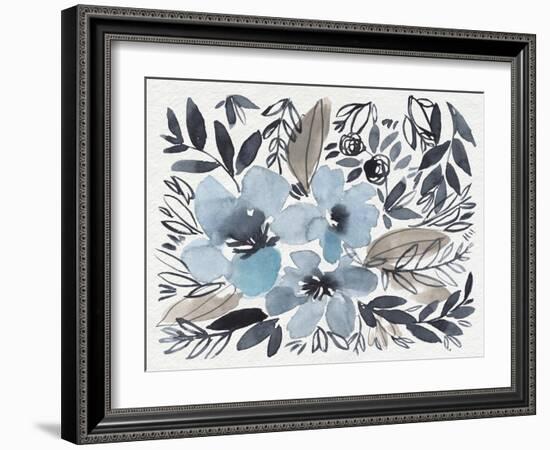 Blue & Paynes Blooms II-Jennifer Goldberger-Framed Art Print