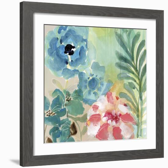 Blue Peach Floral I-Gayle Kabaker-Framed Giclee Print