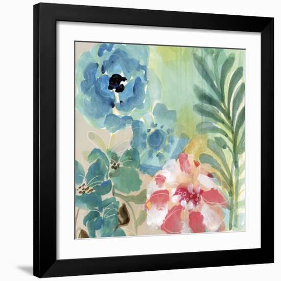 Blue Peach Floral I-Gayle Kabaker-Framed Giclee Print