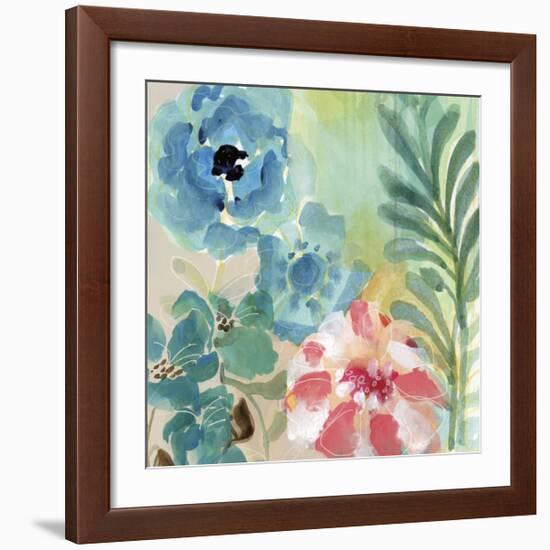 Blue Peach Floral I-Gayle Kabaker-Framed Giclee Print