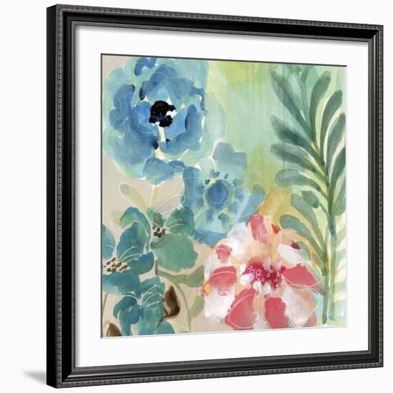 Blue Peach Floral I-Gayle Kabaker-Framed Giclee Print