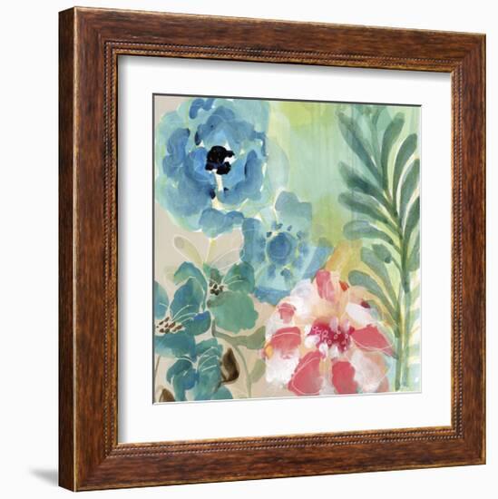 Blue Peach Floral I-Gayle Kabaker-Framed Giclee Print