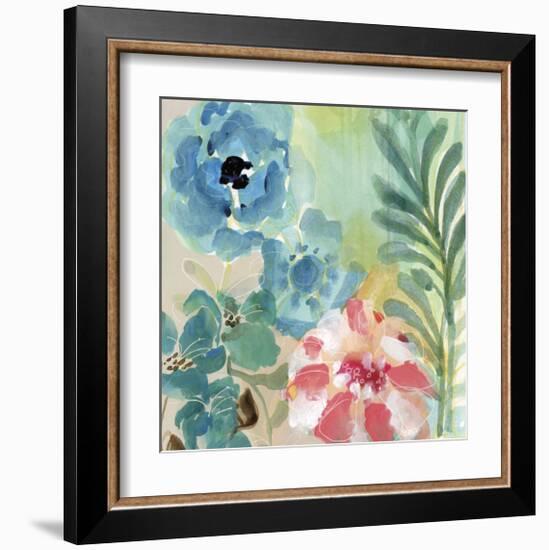 Blue Peach Floral I-Gayle Kabaker-Framed Giclee Print