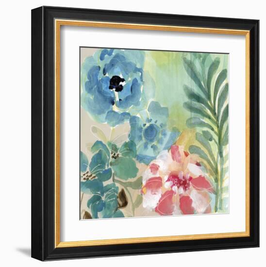 Blue Peach Floral I-Gayle Kabaker-Framed Giclee Print