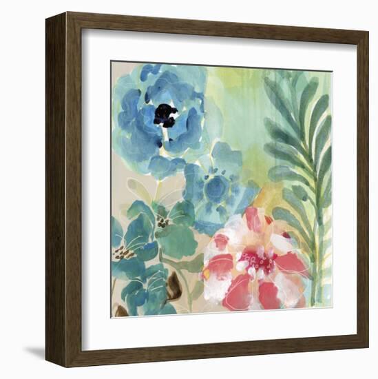 Blue Peach Floral I-Gayle Kabaker-Framed Giclee Print