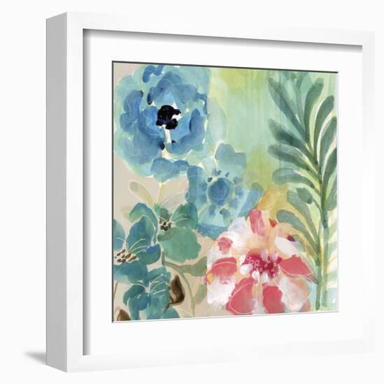 Blue Peach Floral I-Gayle Kabaker-Framed Giclee Print