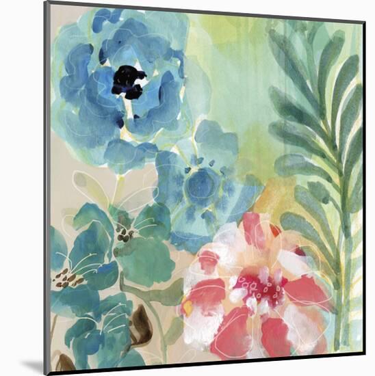 Blue Peach Floral I-Gayle Kabaker-Mounted Giclee Print