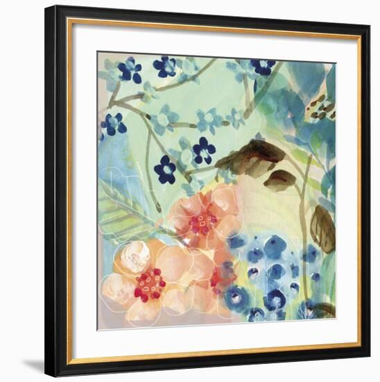 Blue Peach Floral II-Gayle Kabaker-Framed Giclee Print