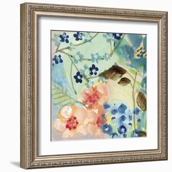 Blue Peach Floral II-Gayle Kabaker-Framed Giclee Print