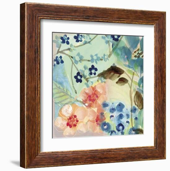 Blue Peach Floral II-Gayle Kabaker-Framed Giclee Print