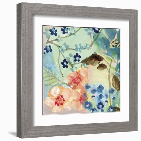 Blue Peach Floral II-Gayle Kabaker-Framed Giclee Print