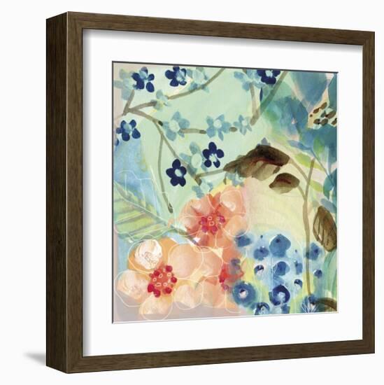 Blue Peach Floral II-Gayle Kabaker-Framed Giclee Print