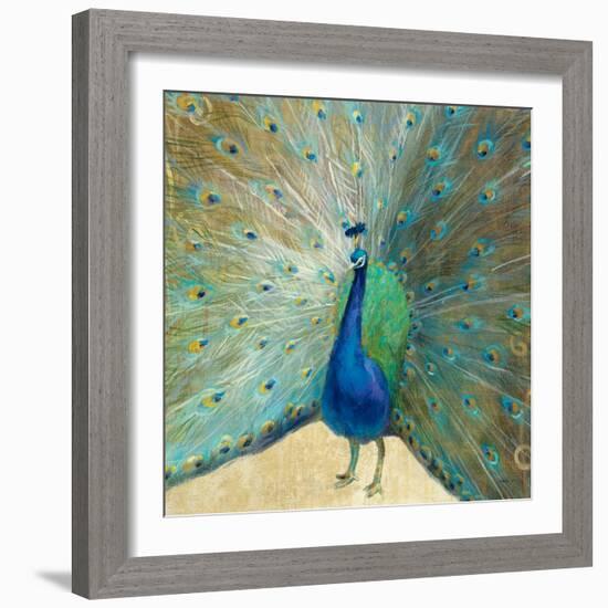 Blue Peacock Cream-Danhui Nai-Framed Art Print