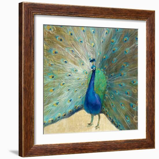 Blue Peacock Cream-Danhui Nai-Framed Art Print
