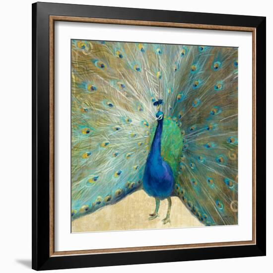 Blue Peacock Cream-Danhui Nai-Framed Art Print