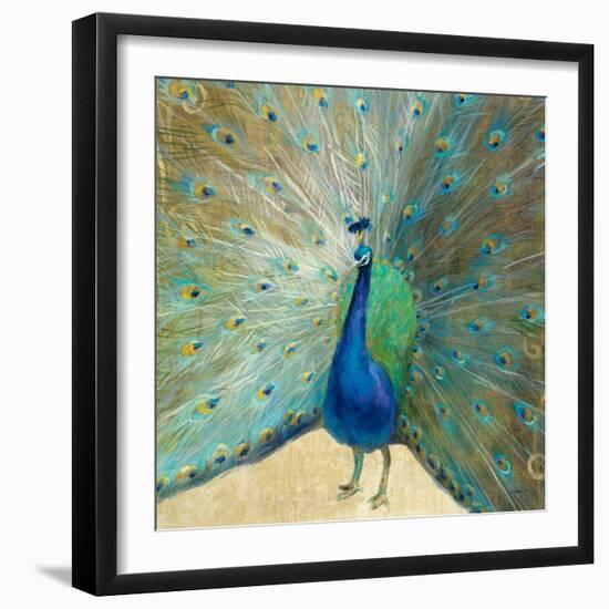 Blue Peacock Cream-Danhui Nai-Framed Art Print