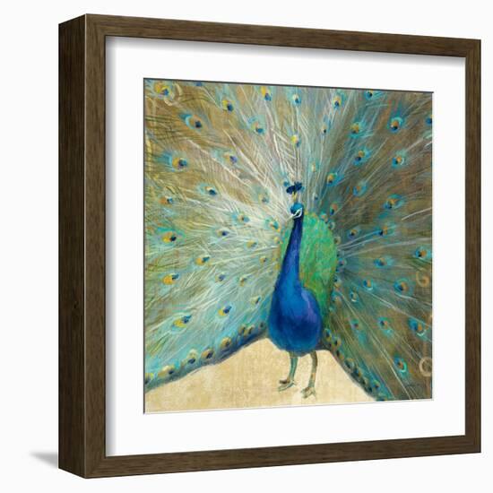 Blue Peacock Cream-Danhui Nai-Framed Art Print