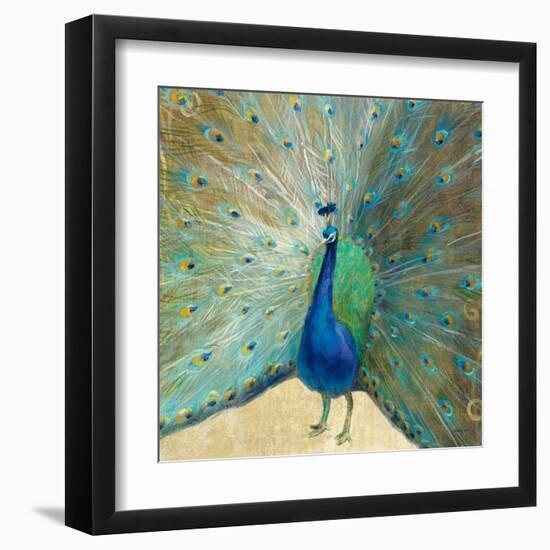 Blue Peacock Cream-Danhui Nai-Framed Art Print