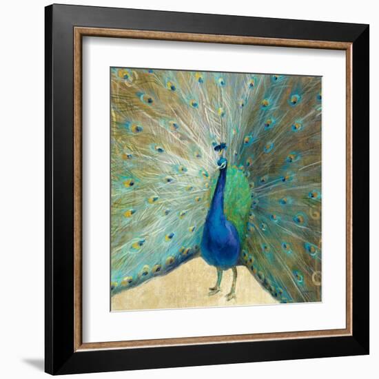 Blue Peacock Cream-Danhui Nai-Framed Art Print