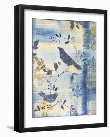 Blue Plaid With Birds B-Jean Plout-Framed Giclee Print