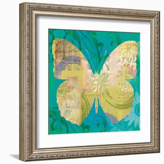 Blue Pop Butterfly-Walter Robertson-Framed Art Print