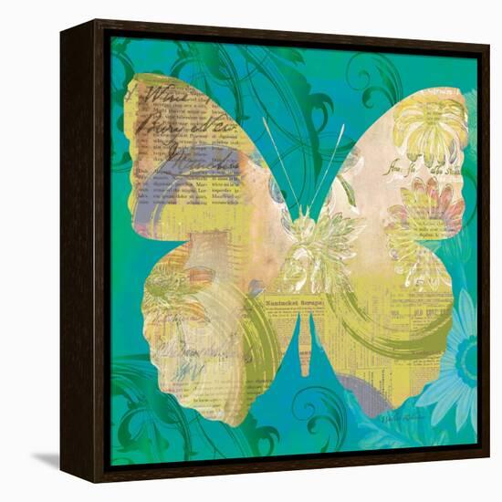 Blue Pop Butterfly-Walter Robertson-Framed Stretched Canvas