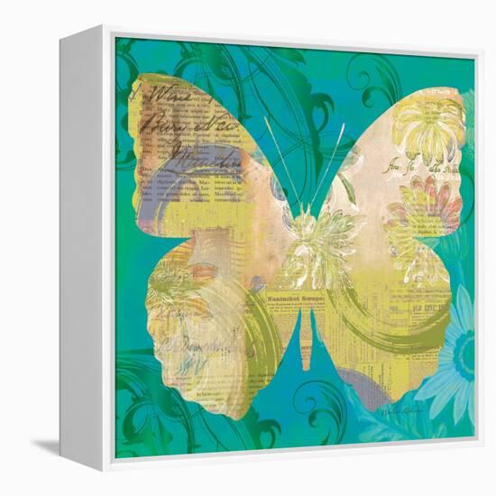 Blue Pop Butterfly-Walter Robertson-Framed Stretched Canvas