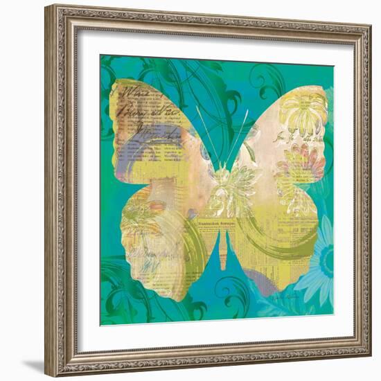 Blue Pop Butterfly-Walter Robertson-Framed Art Print