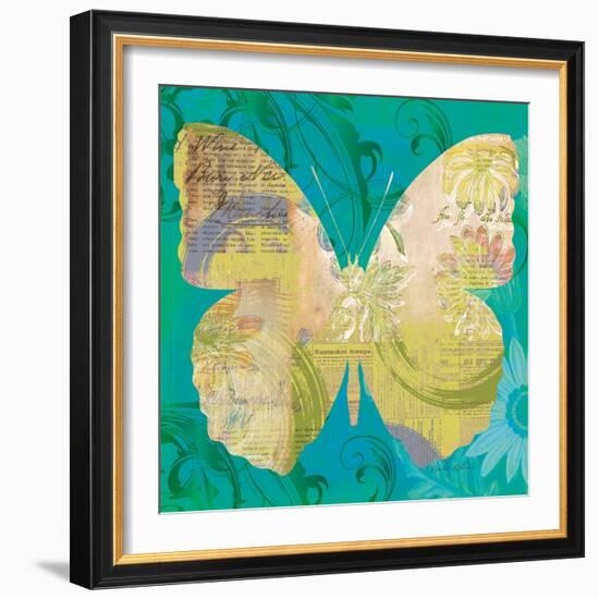 Blue Pop Butterfly-Walter Robertson-Framed Art Print