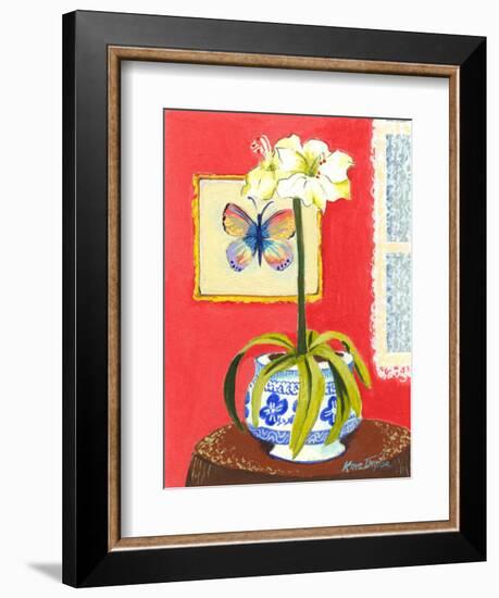 Blue Porcelain with Butterfly-Kris Taylor-Framed Art Print