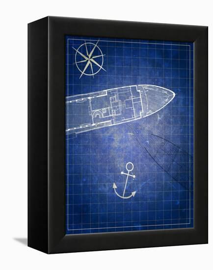 Blue Prints I-Addie Marie-Framed Stretched Canvas