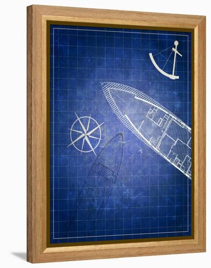 Blue Prints II-Addie Marie-Framed Stretched Canvas