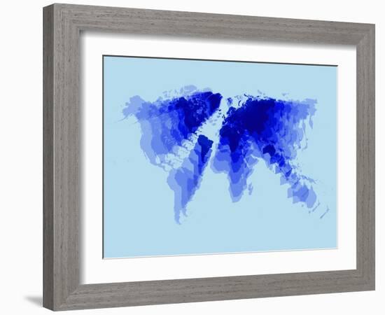 Blue Radiant World Map-NaxArt-Framed Art Print